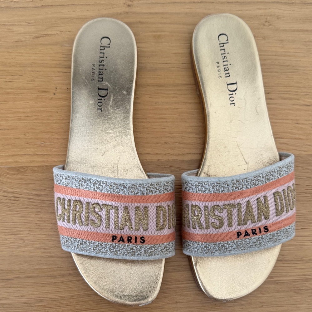 Dior Women’s Pink & Gold Slide Sandals - Picture 4 of 6